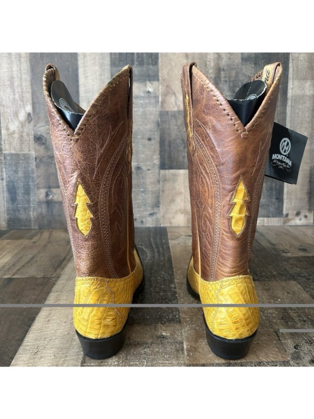 Montana Caiman Tail Western Pointed Toe Cowboy Boots Mens 9 E - Picture 11 of 12
